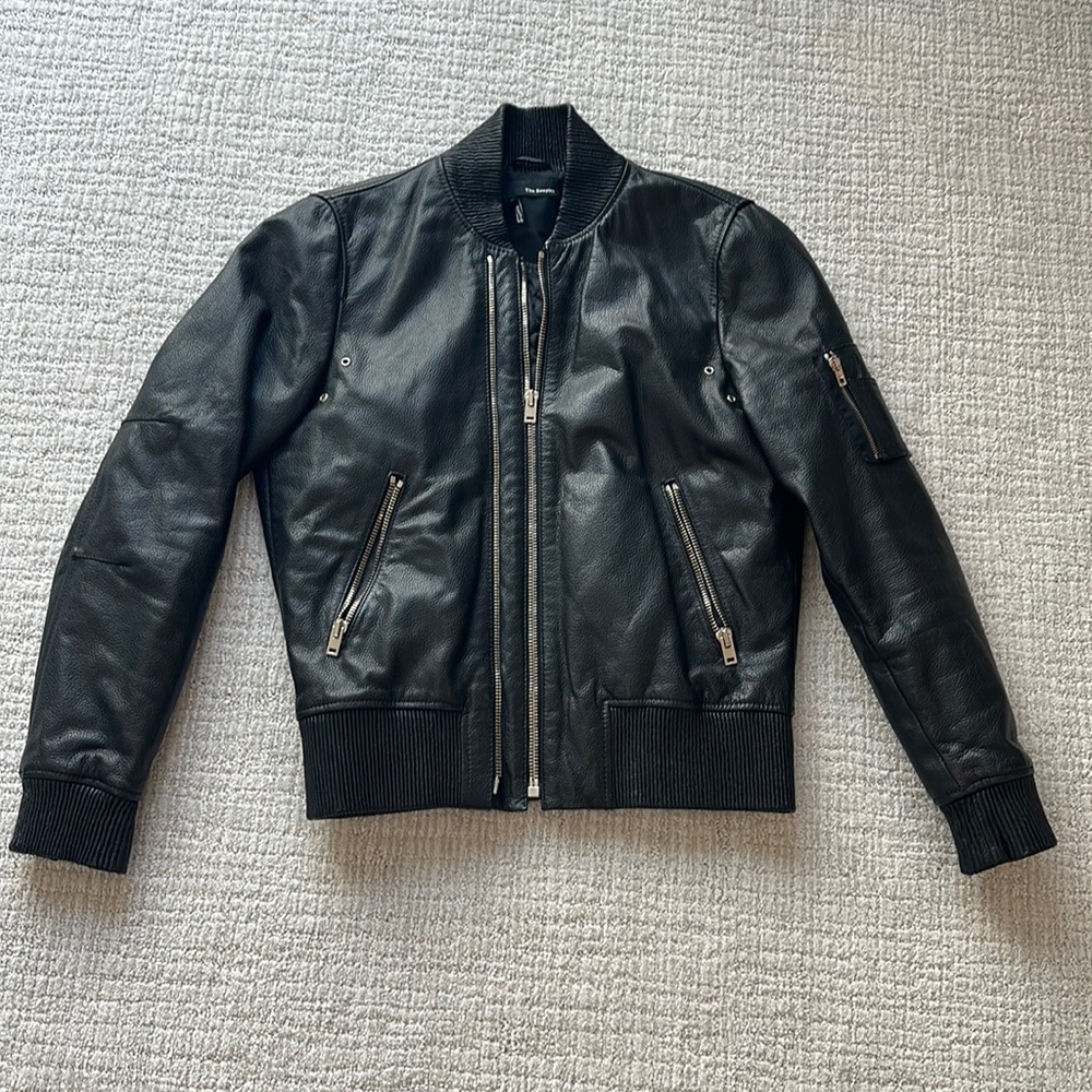 Kooples men’s genuine leather bomber jacket Medium